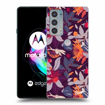 Picasee Motorola Edge 20 Hülle - Schwarzes Silikon - Purple Leaf