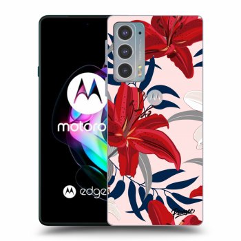 Picasee Motorola Edge 20 Hülle - Schwarzes Silikon - Red Lily