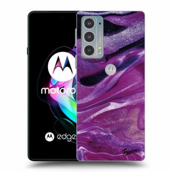 Picasee Motorola Edge 20 Hülle - Schwarzes Silikon - Purple glitter