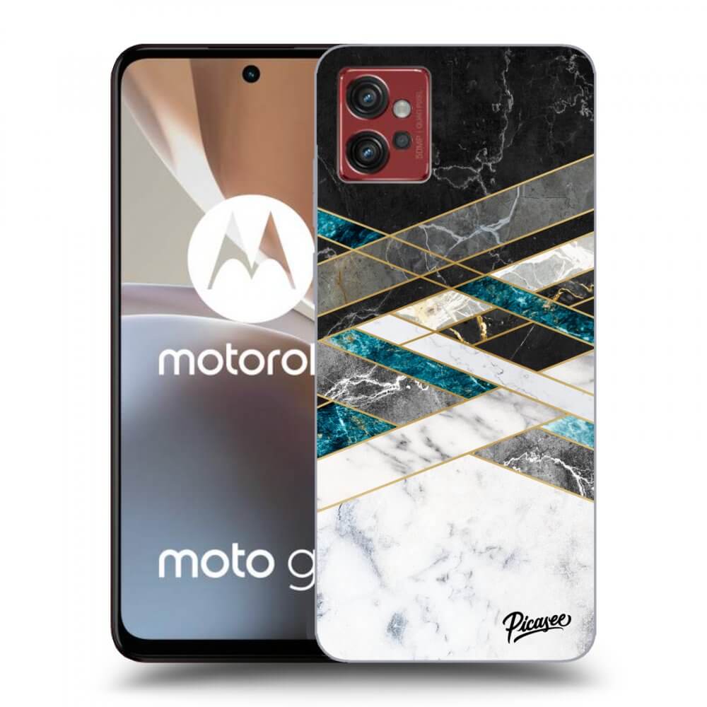 Picasee Motorola Moto G32 Hülle - Transparentes Silikon - Black & White geometry