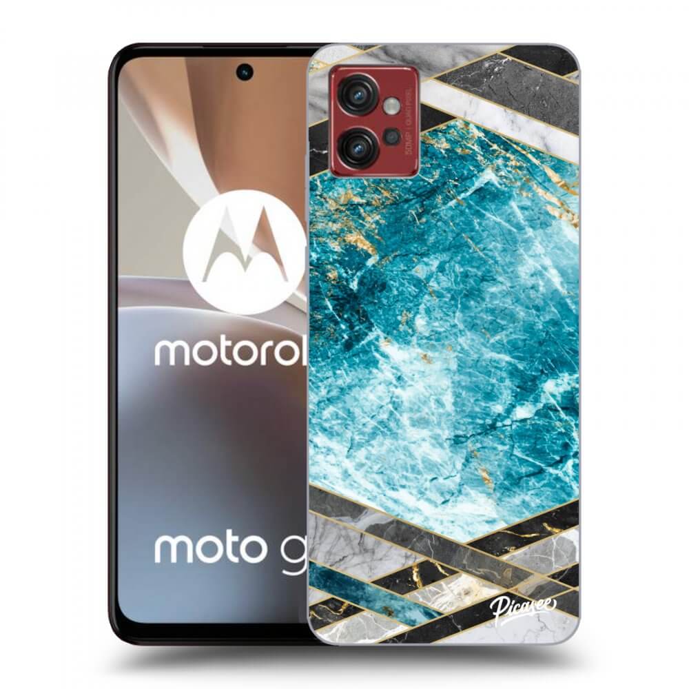 Picasee Motorola Moto G32 Hülle - Transparentes Silikon - Blue geometry