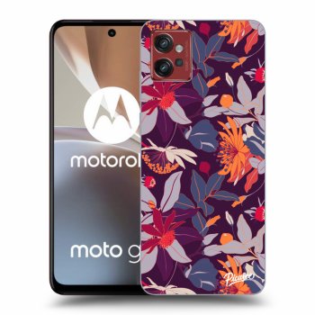 Picasee Motorola Moto G32 Hülle - Schwarzes Silikon - Purple Leaf