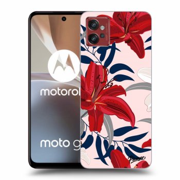 Picasee Motorola Moto G32 Hülle - Schwarzes Silikon - Red Lily