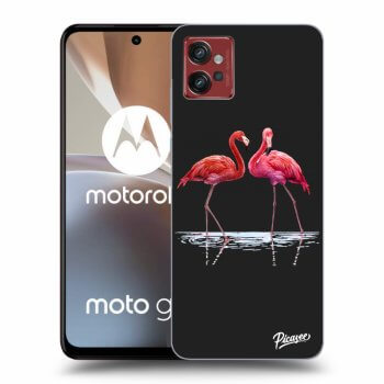 Picasee Motorola Moto G32 Hülle - Schwarzes Silikon - Flamingos couple