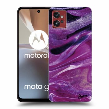 Picasee Motorola Moto G32 Hülle - Schwarzes Silikon - Purple glitter