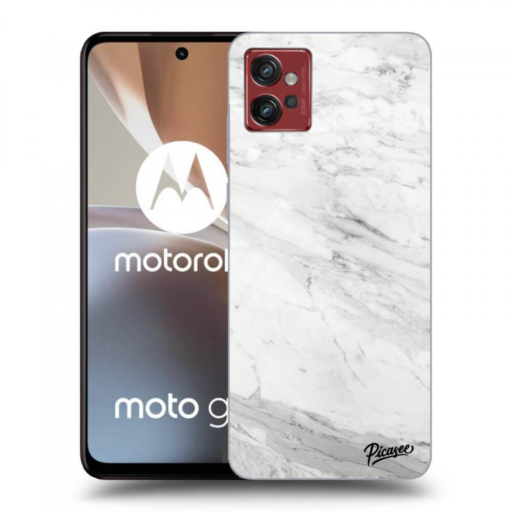 Picasee Motorola Moto G32 Hülle - Schwarzes Silikon - White marble