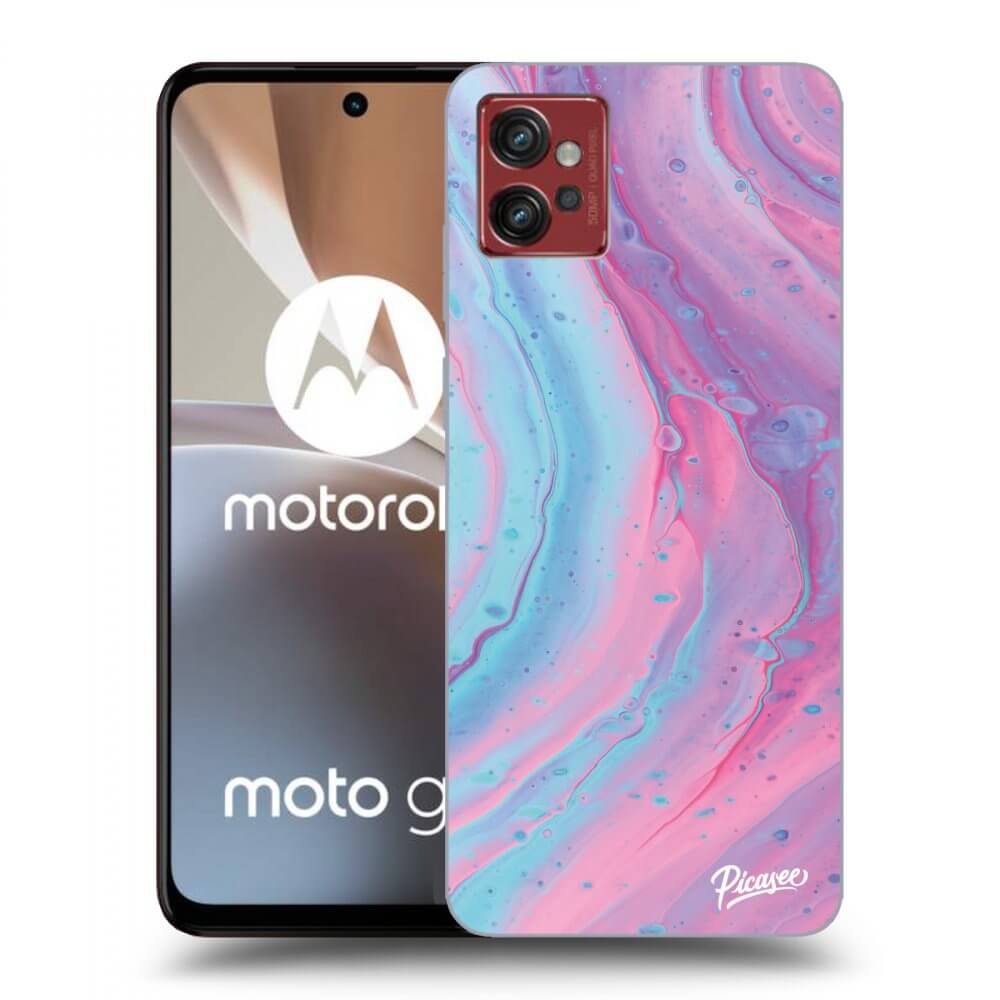 Picasee Motorola Moto G32 Hülle - Transparentes Silikon - Pink liquid