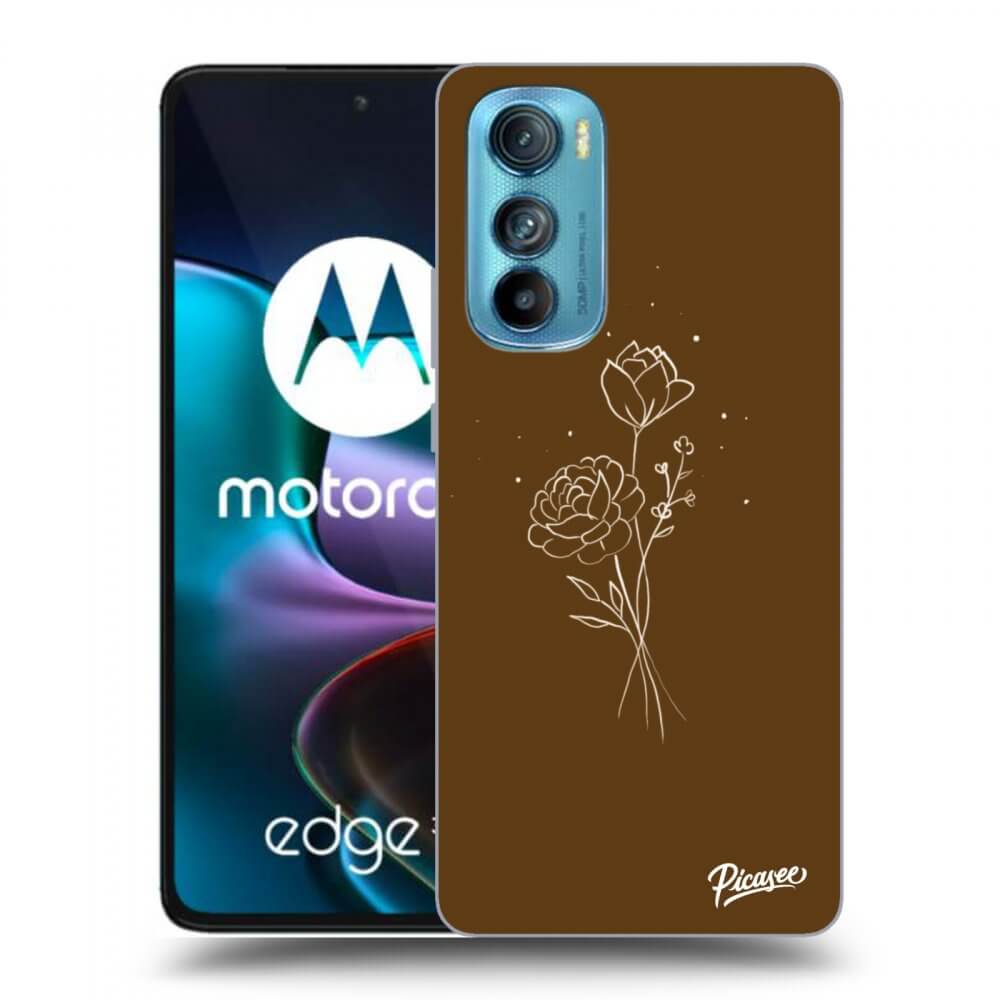 Picasee Motorola Edge 30 Hülle - Schwarzes Silikon - Brown flowers