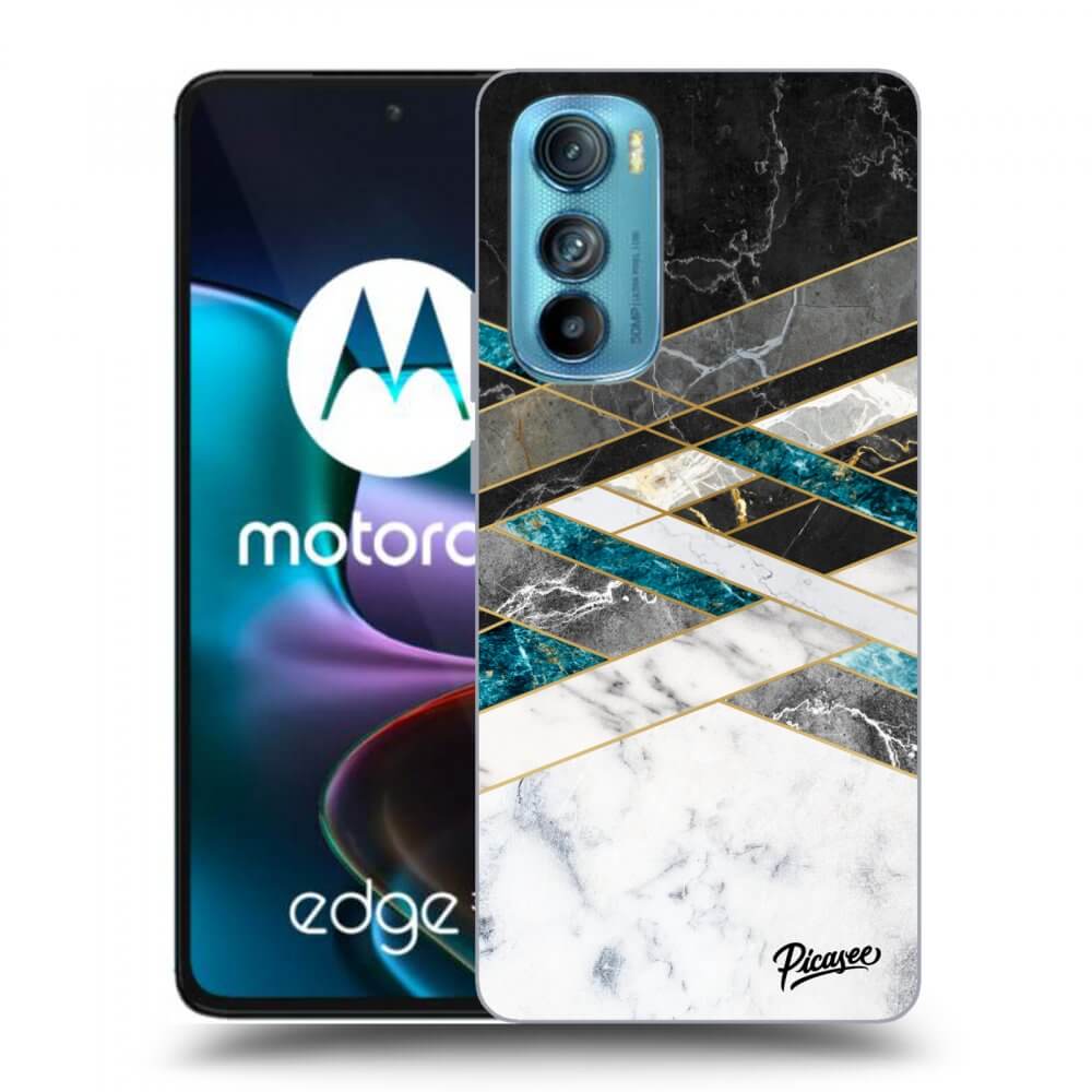 Picasee Motorola Edge 30 Hülle - Schwarzes Silikon - Black & White geometry