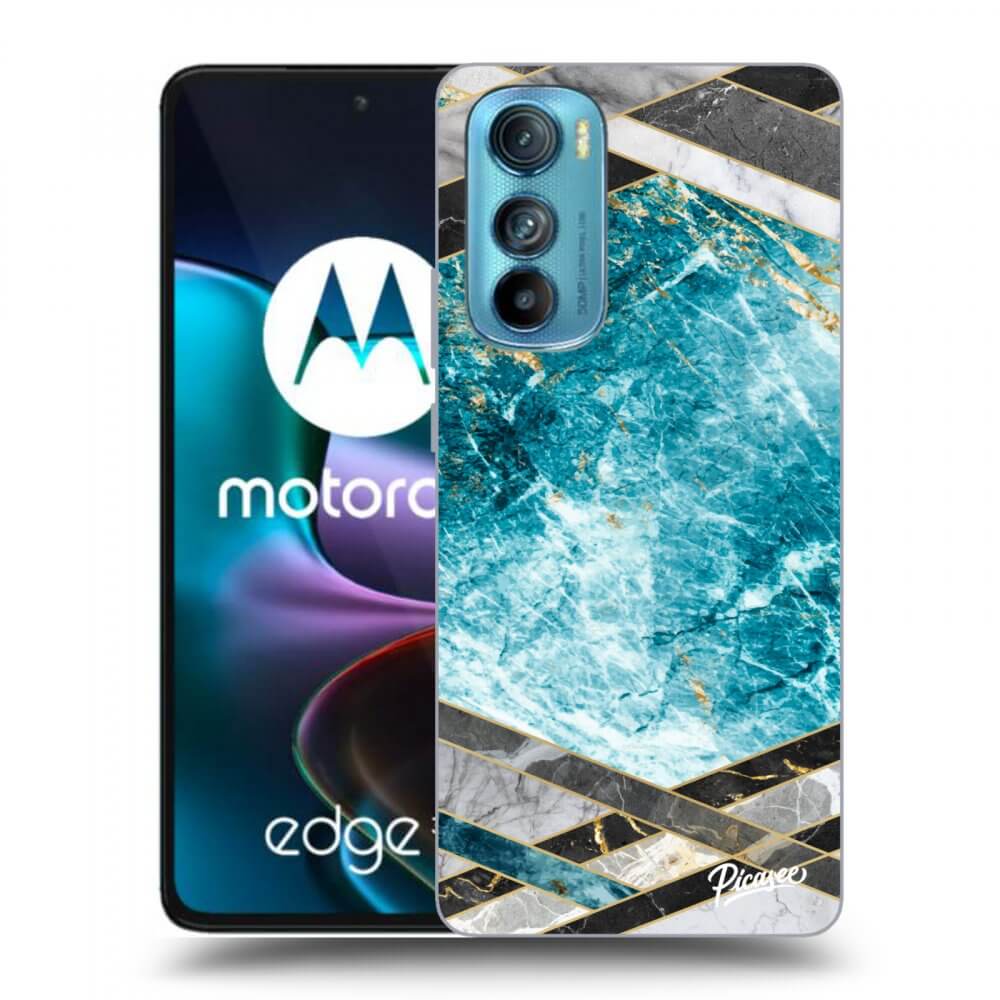 Picasee Motorola Edge 30 Hülle - Schwarzes Silikon - Blue geometry