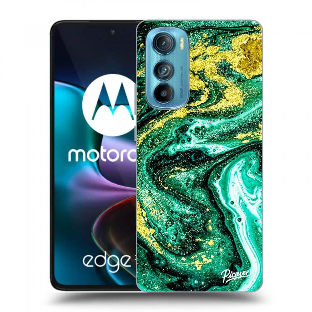 Picasee Motorola Edge 30 Hülle - Schwarzes Silikon - Green Gold