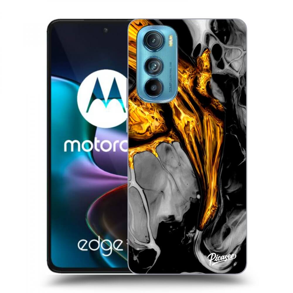 Picasee Motorola Edge 30 Hülle - Schwarzes Silikon - Black Gold