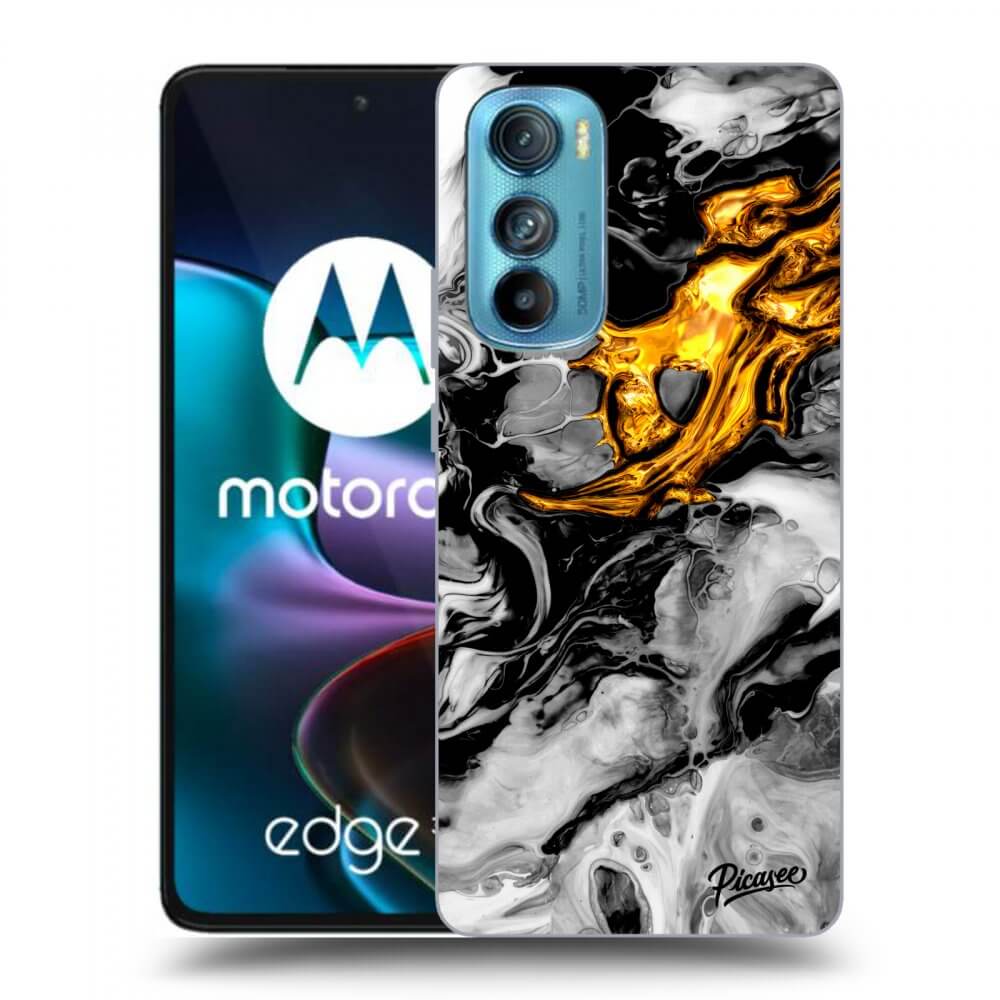 Picasee Motorola Edge 30 Hülle - Transparentes Silikon - Black Gold 2