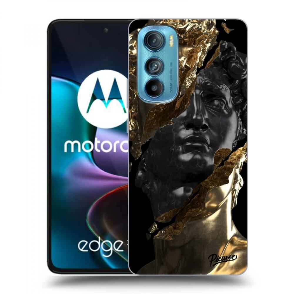 Picasee Motorola Edge 30 Hülle - Schwarzes Silikon - Gold - Black