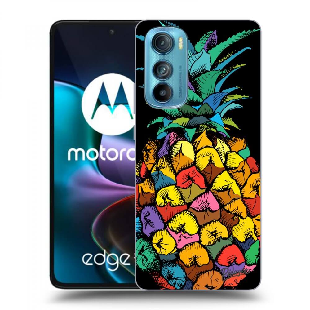 Picasee Motorola Edge 30 Hülle - Schwarzes Silikon - Pineapple
