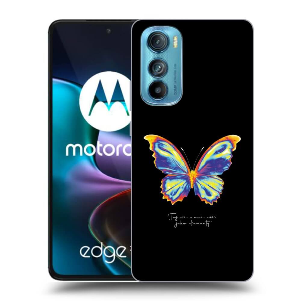 Picasee Motorola Edge 30 Hülle - Transparentes Silikon - Diamanty Black