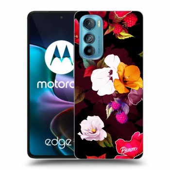 Picasee Motorola Edge 30 Hülle - Schwarzes Silikon - Flowers and Berries