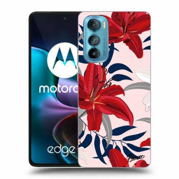 Picasee Motorola Edge 30 Hülle - Schwarzes Silikon - Red Lily