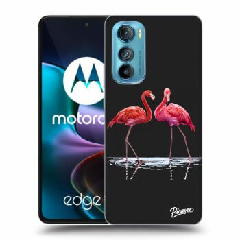 Picasee Motorola Edge 30 Hülle - Schwarzes Silikon - Flamingos couple