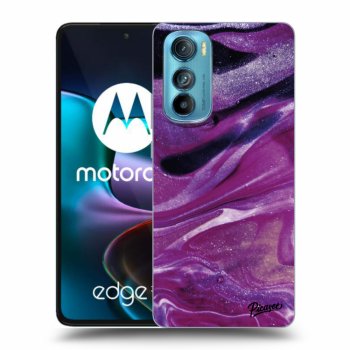 Picasee Motorola Edge 30 Hülle - Schwarzes Silikon - Purple glitter