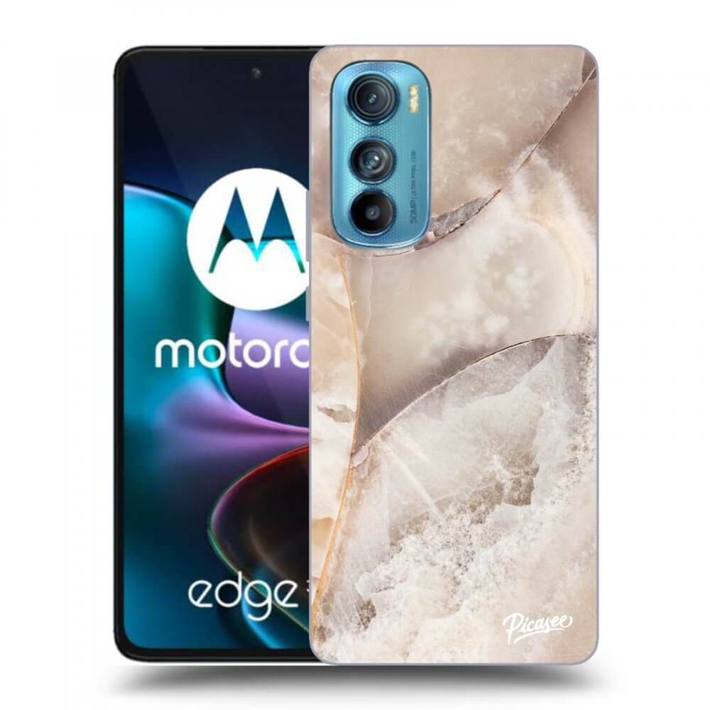 Picasee Motorola Edge 30 Hülle - Schwarzes Silikon - Cream marble