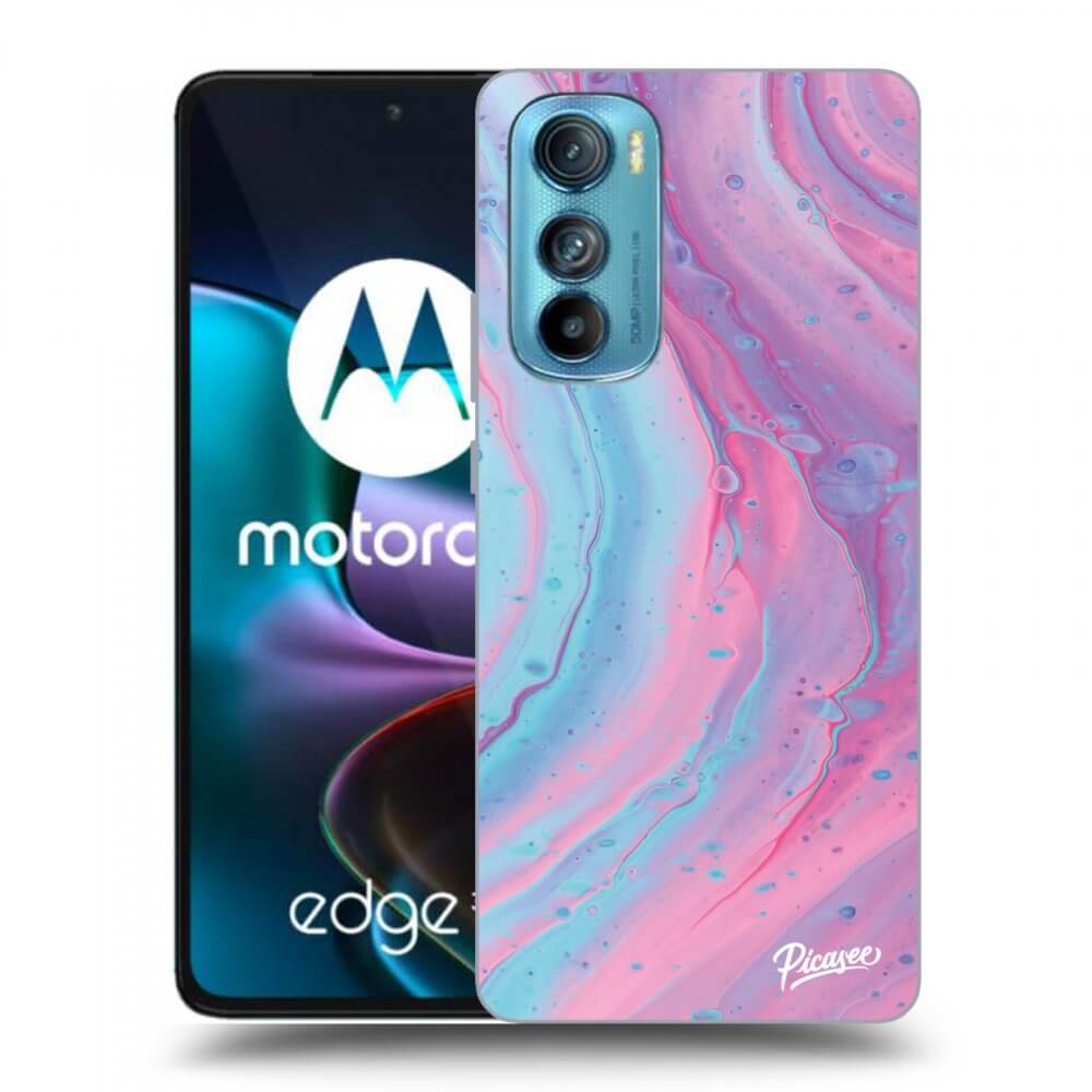 Picasee Motorola Edge 30 Hülle - Schwarzes Silikon - Pink liquid