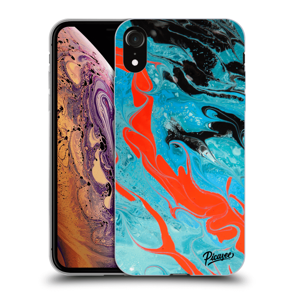 Picasee Apple iPhone XR Hülle - Schwarzes Silikon - Blue Magma