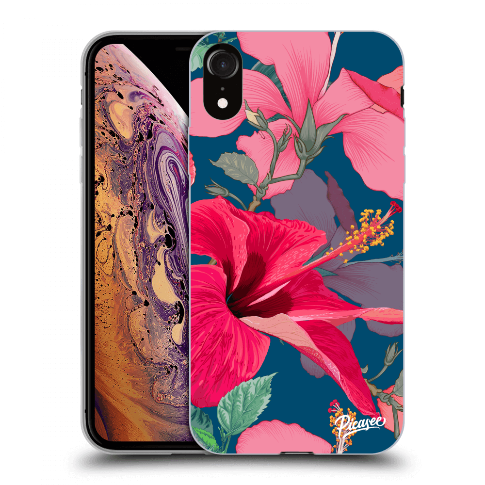 Picasee Apple iPhone XR Hülle - Schwarzes Silikon - Hibiscus