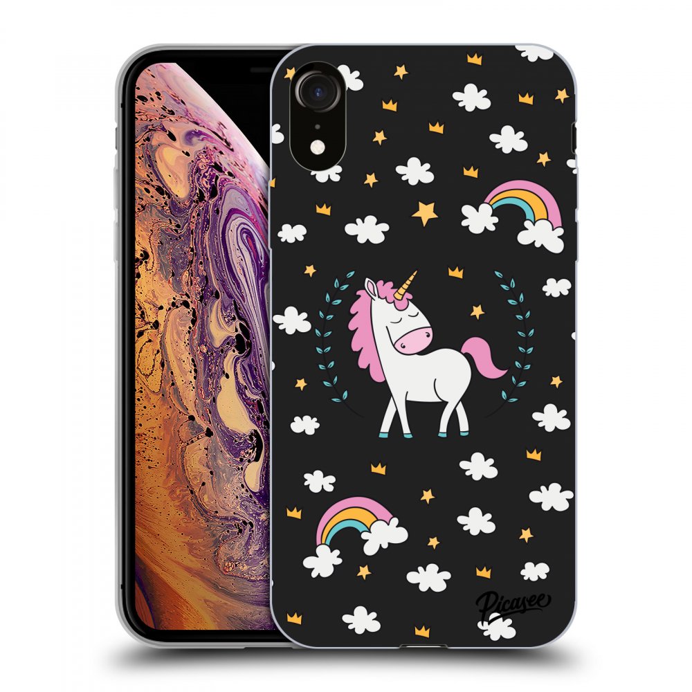 Picasee Apple iPhone XR Hülle - Schwarzes Silikon - Unicorn star heaven