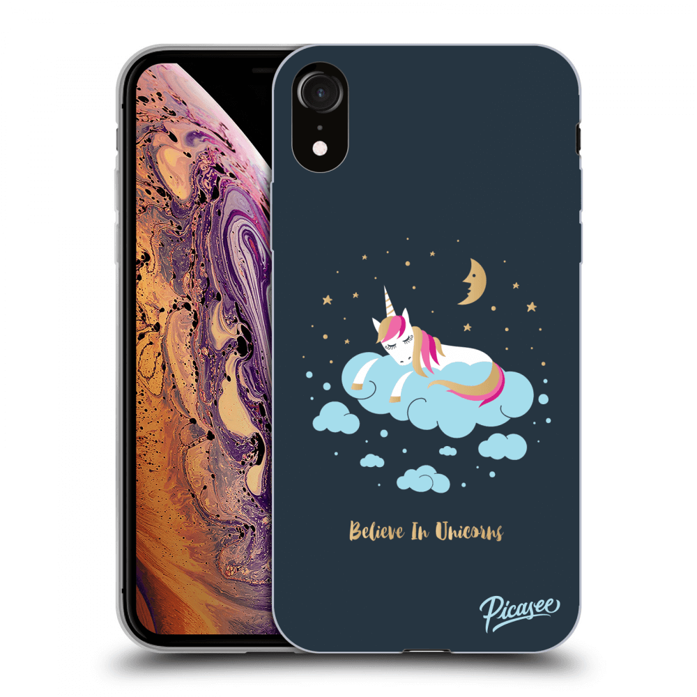 Picasee Apple iPhone XR Hülle - Schwarzes Silikon - Believe In Unicorns