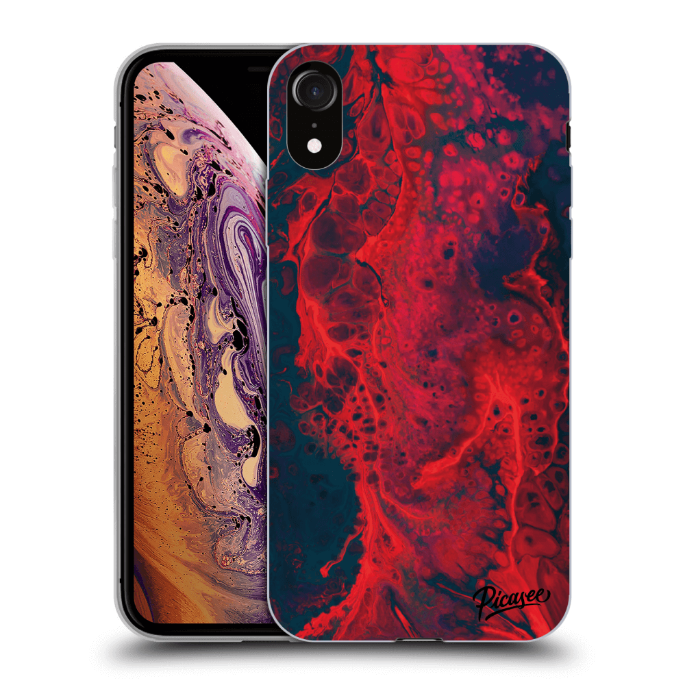 Picasee Apple iPhone XR Hülle - Schwarzes Silikon - Organic red