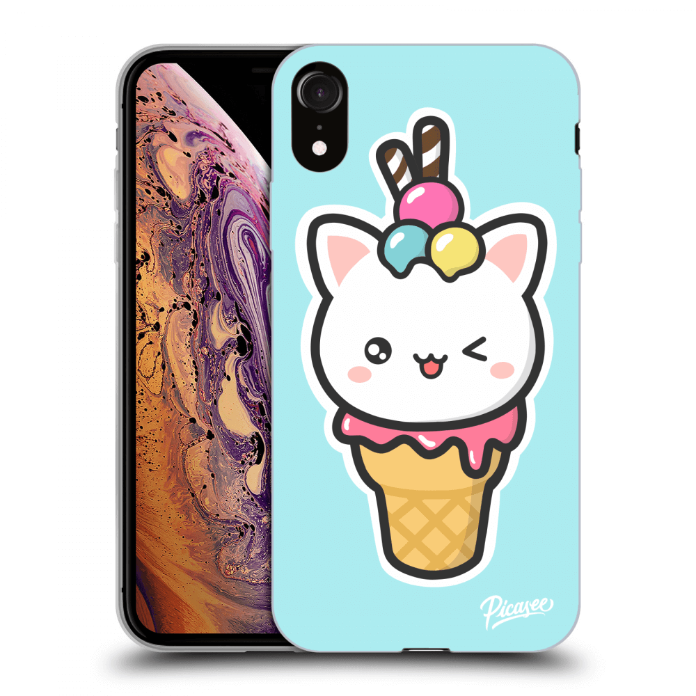 Picasee Apple iPhone XR Hülle - Schwarzes Silikon - Ice Cream Cat