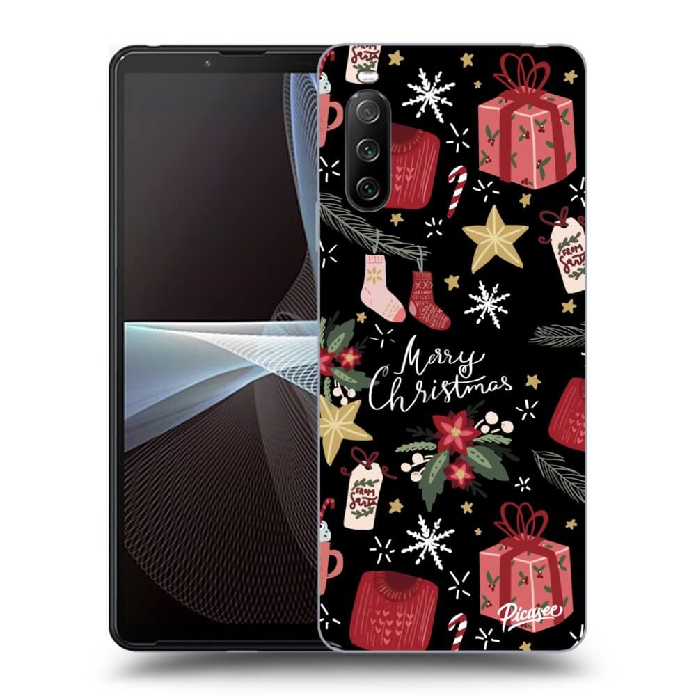 Picasee Sony Xperia 10 III Hülle - Schwarzes Silikon - Christmas