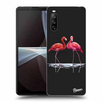 Picasee Sony Xperia 10 III Hülle - Schwarzes Silikon - Flamingos couple