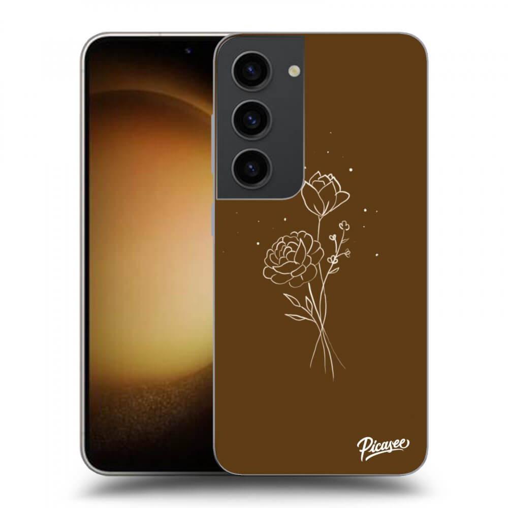 Picasee Samsung Galaxy S23 5G Hülle - Transparentes Silikon - Brown flowers