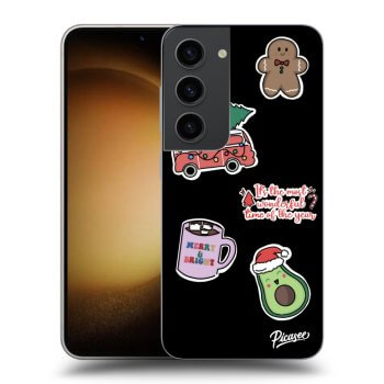 Picasee Samsung Galaxy S23 5G Hülle - Schwarzes Silikon - Christmas Stickers