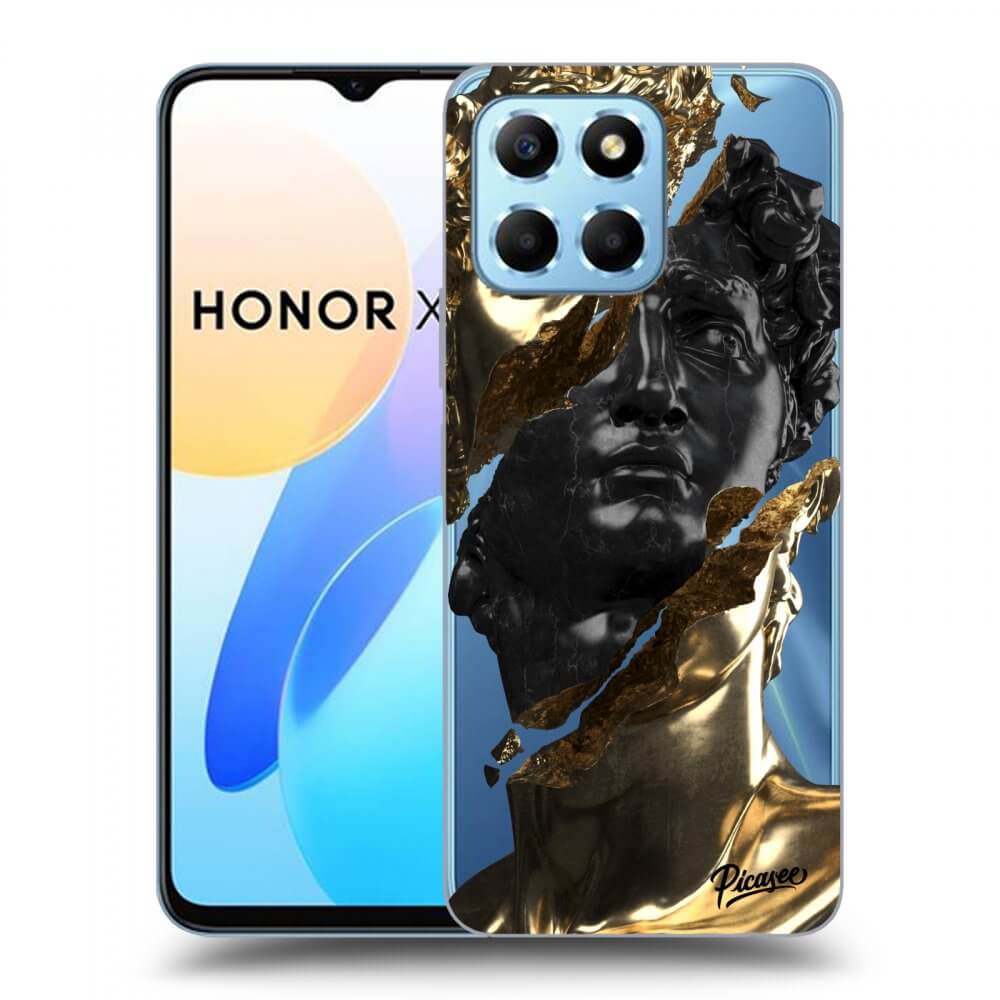 Picasee Honor X8 5G Hülle - Transparentes Silikon - Gold - Black