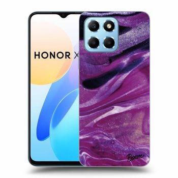 Picasee Honor X8 5G Hülle - Transparentes Silikon - Purple glitter
