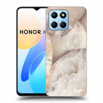 Picasee Honor X6 Hülle - Schwarzes Silikon - Cream marble