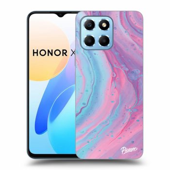 Picasee Honor X6 Hülle - Transparentes Silikon - Pink liquid