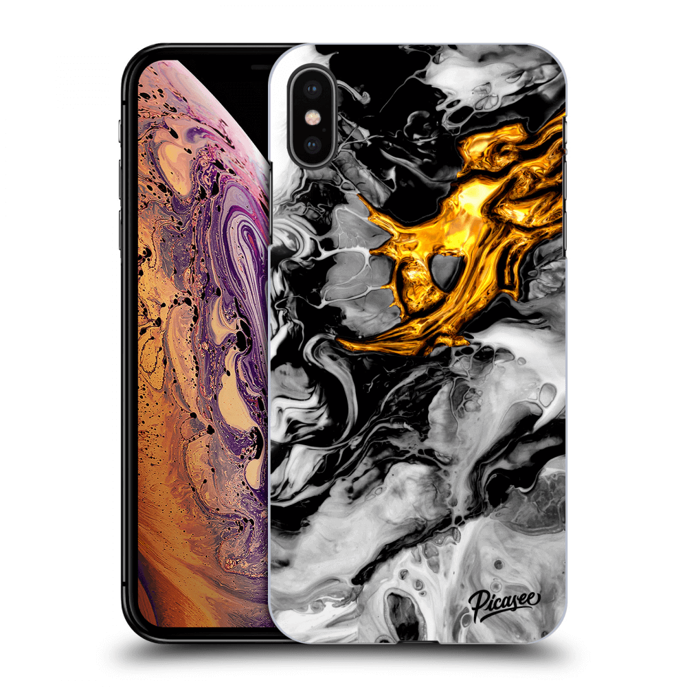 Picasee Apple iPhone XS Max Hülle - Transparentes Silikon - Black Gold 2