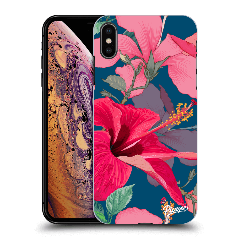 Picasee Apple iPhone XS Max Hülle - Schwarzes Silikon - Hibiscus