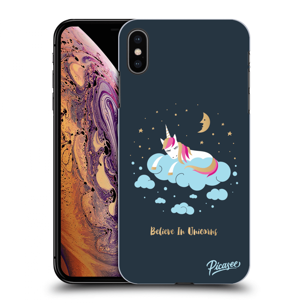 Picasee Apple iPhone XS Max Hülle - Schwarzes Silikon - Believe In Unicorns