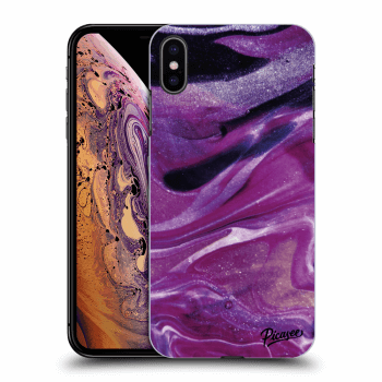 Picasee Apple iPhone XS Max Hülle - Schwarzes Silikon - Purple glitter
