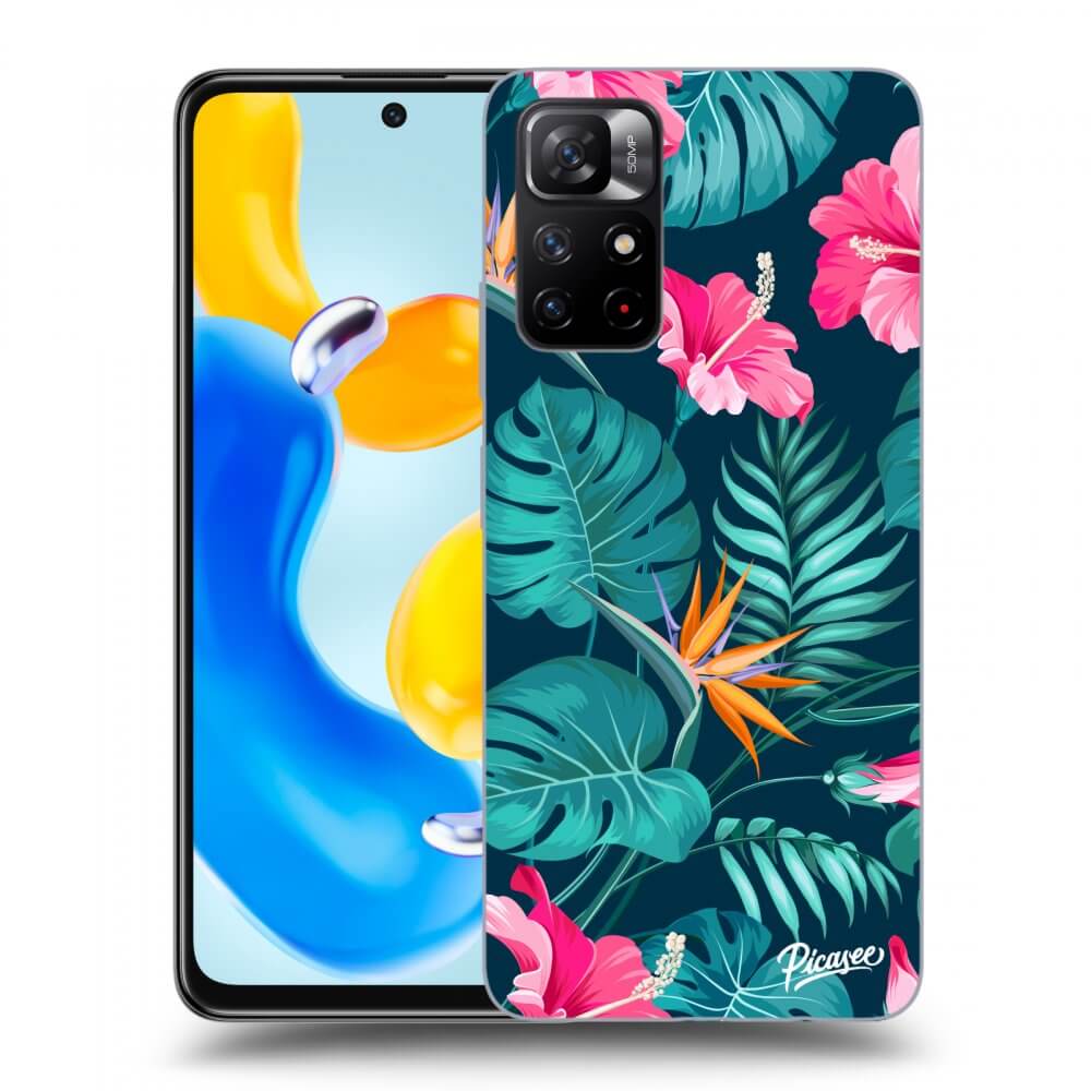 Picasee Xiaomi Redmi Note 11S 5G Hülle - Transparentes Silikon - Pink Monstera