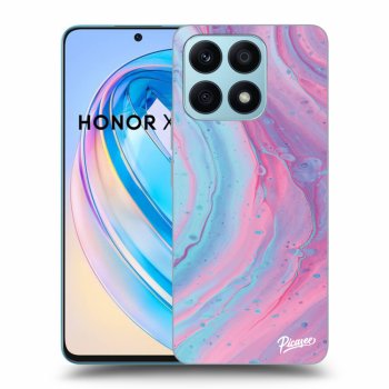 Picasee Honor X8a Hülle - Transparentes Silikon - Pink liquid