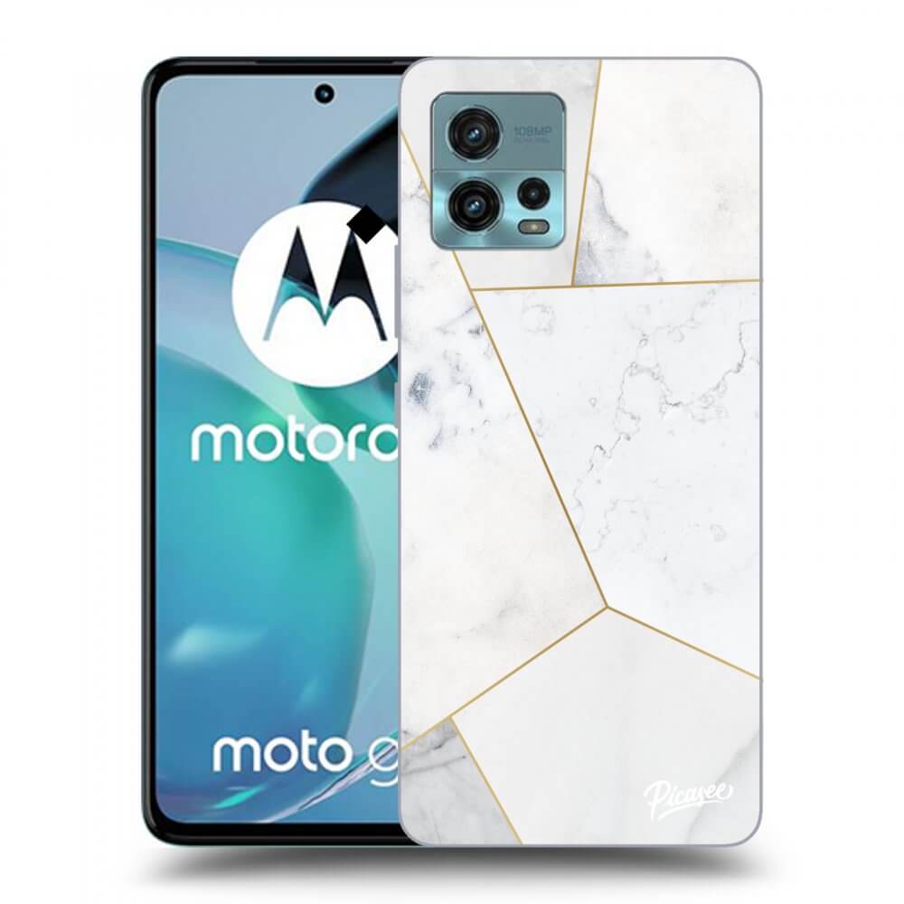 Picasee Motorola Moto G72 Hülle - Schwarzes Silikon - White tile