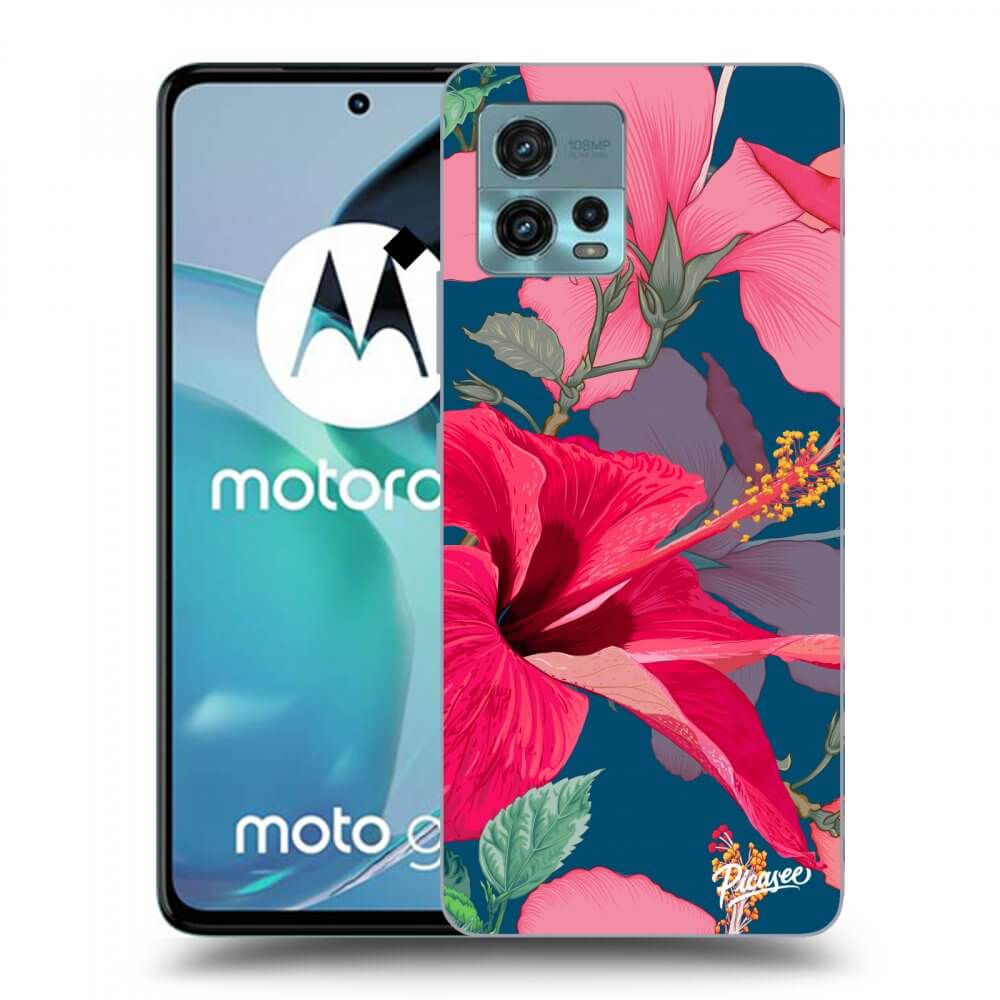 Picasee Motorola Moto G72 Hülle - Schwarzes Silikon - Hibiscus