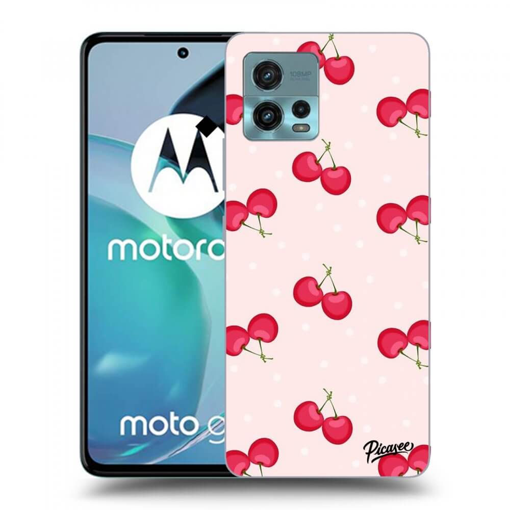 Picasee Motorola Moto G72 Hülle - Schwarzes Silikon - Cherries