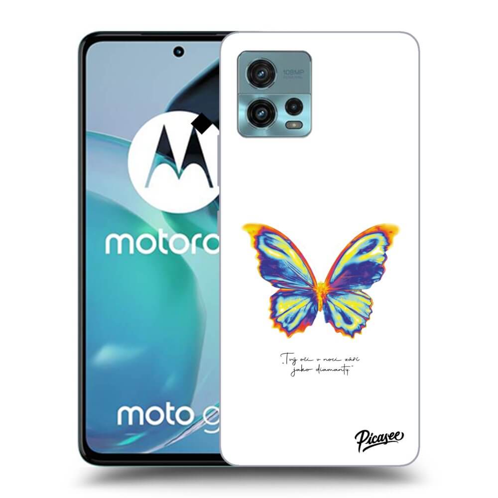 Picasee Motorola Moto G72 Hülle - Schwarzes Silikon - Diamanty White
